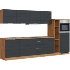 Held Möbel Küchenzeile 330 Cm Matt Grau-Wotaneiche -Kuchenwelt 0070 11016600 1023.6293 1b