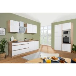 Respekta Premium Küchenzeile Grifflos 335 Cm Weiß Hochglanz-Eiche Sägerau 26 Respekta Premium Küchenzeile Grifflos 335 Cm Weiß Hochglanz-Eiche Sägerau -Kuchenwelt 020 Doppelblockgeschlossen 2