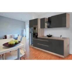 Respekta Premium Küchenzeile Grifflos 335 Cm Grau Hochglanz-Eiche Sägerau 33 Respekta Premium Küchenzeile Grifflos 335 Cm Grau Hochglanz-Eiche Sägerau -Kuchenwelt 0477 4384 glrp335hesggke 2 1