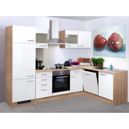 Flex-Well Exclusiv Winkelküche Valero 280 Cm Hochglanz Weiß-Sonoma Eiche 3 Flex-Well Exclusiv Winkelküche Valero 280 Cm Hochglanz Weiß-Sonoma Eiche