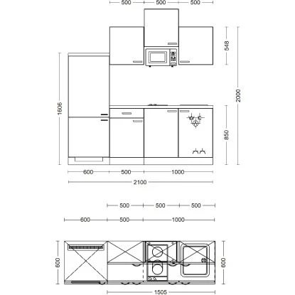 Flex-Well Exclusiv Küchenzeile Capri 210 Cm Schwarz Matt-Endgrain Oak 11 Flex-Well Exclusiv Küchenzeile Capri 210 Cm Schwarz Matt-Endgrain Oak – Bild 9