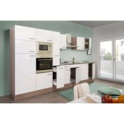 Respekta Küchenzeile Ohne E-Geräte 360 Cm Weiß Seidengl.-Eiche York -Kuchenwelt 08 4384 LBKB360EYWMIGKE 02