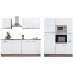 Respekta Küchenzeile Ohne E-Geräte 360 Cm Weiß Seidengl.-Eiche York -Kuchenwelt 08 4384 LBKB360EYWMIGKE 05