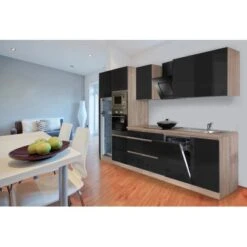 Respekta Premium Küchenzeile Grifflos 345 Cm Schwarz Hochglanz-Eiche Sägerau 35 Respekta Premium Küchenzeile Grifflos 345 Cm Schwarz Hochglanz-Eiche Sägerau -Kuchenwelt 0980 4384 glrp345hessgke 2 1