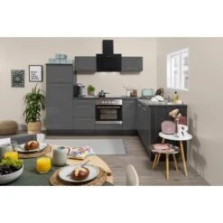 Respekta Premium Winkelküche 260 X 200 Cm Grau Hochglanz-Eiche Grau -Kuchenwelt 0983 RP260EGC Kchenzeile 2