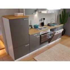 Respekta Economy Küchenzeile KB280WG 280 Cm Grau-Weiß 13 Respekta Economy Küchenzeile KB280WG 280 Cm Grau-Weiß -Kuchenwelt 11266 4384 neu KB280WGG 02