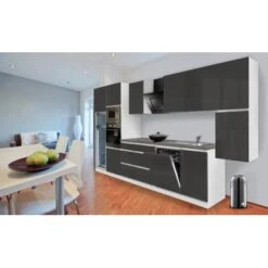 Respekta Premium Küchenzeile Grifflos 395 Cm Grau Hochglanz-Weiß -Kuchenwelt 12036 4384 glrp395hwggke 2 1