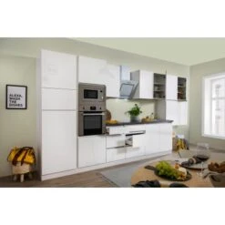 Respekta Premium Küchenzeile Grifflos 435 Cm Weiß Hochglanz-Weiß 22 Respekta Premium Küchenzeile Grifflos 435 Cm Weiß Hochglanz-Weiß -Kuchenwelt 12143 4384 122020 Seitlich