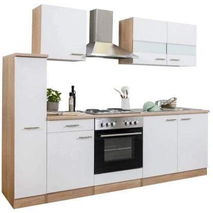 Respekta Küchenzeile KB240ESW 240 Cm Weiß-Eiche 19 Respekta Küchenzeile KB240ESW 240 Cm Weiß-Eiche – Bild 17