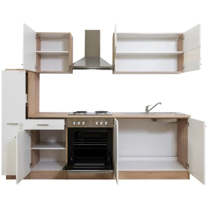 Respekta Küchenzeile KB240ESW 240 Cm Weiß-Eiche 21 Respekta Küchenzeile KB240ESW 240 Cm Weiß-Eiche – Bild 19