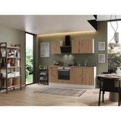 Respekta Selection Küchenzeile Elisabeth RS220WAH 220 Cm Artisan Eiche Nb.-Weiß