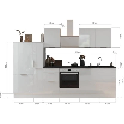 Respekta Selection Küchenzeile Elisabeth RS310WWH 310 Cm Weiß 5 Respekta Selection Küchenzeile Elisabeth RS310WWH 310 Cm Weiß – Bild 3
