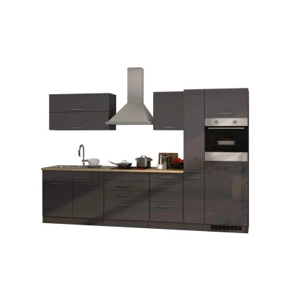 Held Möbel Küchenzeile Mailand 320 Cm Grau Hochglanz-Grau Matt Mit E-Geräten 5 Held Möbel Küchenzeile Mailand 320 Cm Grau Hochglanz-Grau Matt Mit E-Geräten – Bild 3