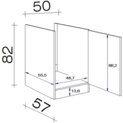 Flex-Well Spülenunterschrank 50cm Ohne Arbeitsplatte Arizona Quarz Cubanit-Eiche -Kuchenwelt 164384 4051 5 5