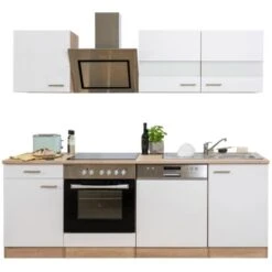 Respekta Economy Küchenzeile KB220ESWSC 220 Cm Weiß-Eiche Sägerau Glänzend -Kuchenwelt 1711795 KB220ESWSC 06