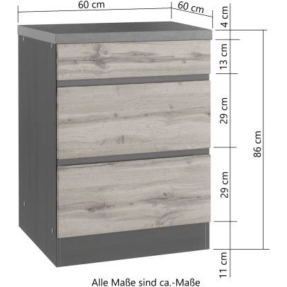 Held Möbel Küchenunterschrank Turin 60 Cm Mit Auszügen Graphit/Wotaneiche 6 Held Möbel Küchenunterschrank Turin 60 Cm Mit Auszügen Graphit/Wotaneiche – Bild 4