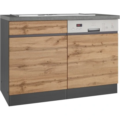 Held Möbel Spülenunterschrank Turin 120 Cm Mit GSP-Blende Wotaneiche/Graphit 3 Held Möbel Spülenunterschrank Turin 120 Cm Mit GSP-Blende Wotaneiche/Graphit