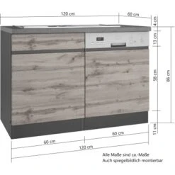 Held Möbel Spülenunterschrank Turin 120 Cm Mit GSP-Blende Wotaneiche/Graphit 22 Held Möbel Spülenunterschrank Turin 120 Cm Mit GSP-Blende Wotaneiche/Graphit -Kuchenwelt 189425 11016600 VM 08