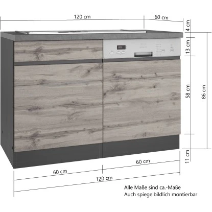 Held Möbel Spülenunterschrank Turin 120 Cm Mit GSP-Blende Wotaneiche/Graphit 7 Held Möbel Spülenunterschrank Turin 120 Cm Mit GSP-Blende Wotaneiche/Graphit – Bild 5