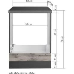 Held Möbel Herdumbauschrank Turin 60 Cm Wotaneiche/Graphit -Kuchenwelt 189473 11016600 VM 06