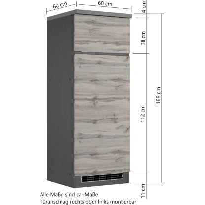 Held Möbel Umbauschrank Für Kühl/Gefrierkombi Turin 60 Cm Graphit/Wotaneiche 6 Held Möbel Umbauschrank Für Kühl/Gefrierkombi Turin 60 Cm Graphit/Wotaneiche – Bild 4