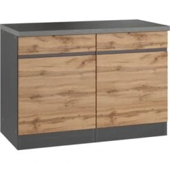 Held Möbel Küchenunterschrank Turin 120 Cm Wotaneiche/Graphit