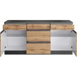 Held Möbel Küchenunterschrank Turin 180 Cm Wotaneiche/Graphit -Kuchenwelt 189575 11016600 S 02