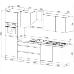 Respekta Premium Küchenzeile 280 Cm Grifflos Grau Hochglanz-Weiß -Kuchenwelt 197159 4384 GLRP280 2