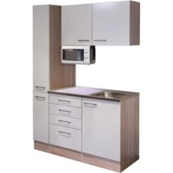 Flex-Well Singleküche 130 Cm Orlando Kaschmir Glanz-Sonoma Eiche -Kuchenwelt 1 g 130 802 000 nepal frei