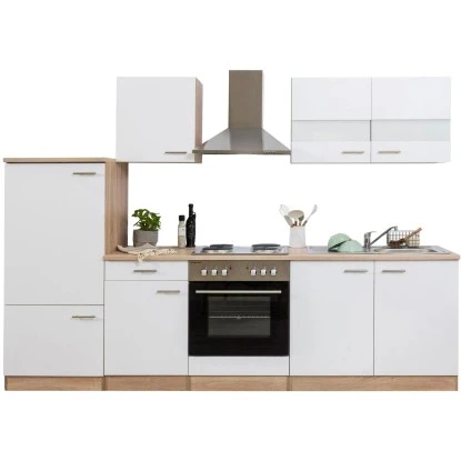 Respekta Küchenzeile KB270ESW 270 Cm Weiß-Eiche Sägerau Nachbildung 22 Respekta Küchenzeile KB270ESW 270 Cm Weiß-Eiche Sägerau Nachbildung – Bild 20