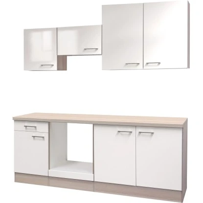 Flex-Well Küchenzeile 210 Cm Ohne E-Geräte Abaco Perlmutt Glänzend - Akazie 3 Flex-Well Küchenzeile 210 Cm Ohne E-Geräte Abaco Perlmutt Glänzend - Akazie