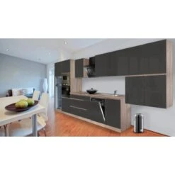 Respekta Premium Küchenzeile Grifflos 445 Cm Grau Hochglanz-Eiche Sägerau -Kuchenwelt 2440 4384 glrp445hesggke 2 1