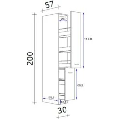 Flex-Well Apothekerschrank 30 Cm Arizona Quarz Cubanit-San Remo Eiche -Kuchenwelt 247350 4051 5 11