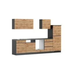 Held Möbel Küchenzeile Turin 300 Cm Wotaneiche-Graphit Ohne E-Geräte -Kuchenwelt 2529 11016600 1104.6310 1b