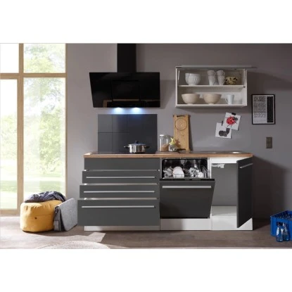 Respekta Premium Küchenzeile 320 Cm Grau-Weiß Hochglanz 6 Respekta Premium Küchenzeile 320 Cm Grau-Weiß Hochglanz – Bild 4