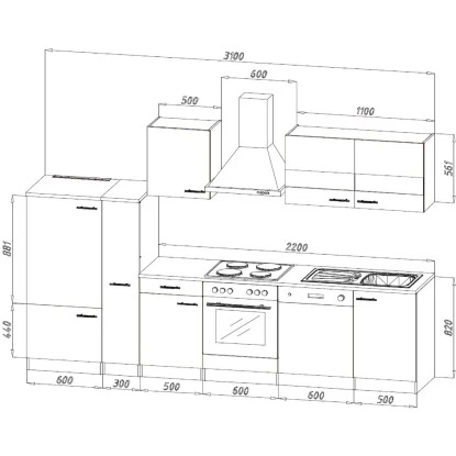 Respekta Küchenzeile KB310WR 310 Cm Rot-Weiß 7 Respekta Küchenzeile KB310WR 310 Cm Rot-Weiß – Bild 5