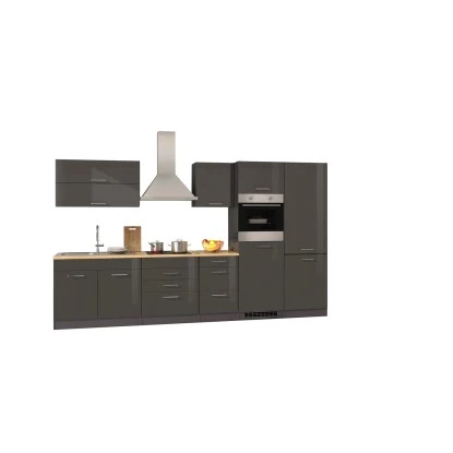 Held Möbel Küchenzeile Mailand 350 Cm Grau Hochglanz-Grau Matt Mit E-Geräten 5 Held Möbel Küchenzeile Mailand 350 Cm Grau Hochglanz-Grau Matt Mit E-Geräten – Bild 3