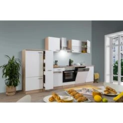 Respekta Küchenzeile KB310ESWC Weiß-Eiche Sägerau Nachbildung -Kuchenwelt 3128501 KB310ESWC 01