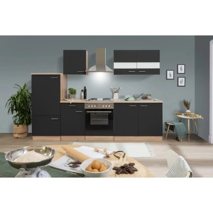 Respekta Küchenzeile KB270ESS 270 Cm Schwarz-Eiche Sägerau Nachbildung 3 Respekta Küchenzeile KB270ESS 270 Cm Schwarz-Eiche Sägerau Nachbildung