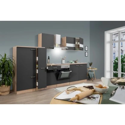 Respekta Küchenzeile KB300ESGC 300 Cm Grau-Eiche Sägerau Nachbildung 3 Respekta Küchenzeile KB300ESGC 300 Cm Grau-Eiche Sägerau Nachbildung