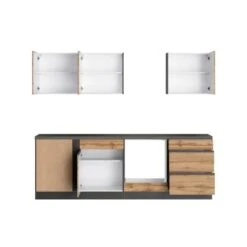 Held Möbel Winkelküche Turin 240 X 240 Cm Wotaneiche-Graphit Ohne E-Geräte -Kuchenwelt 3519 11016600 1112.6310 2a