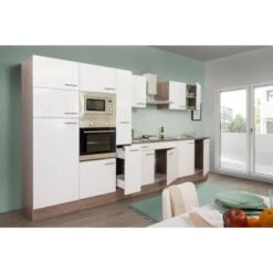 Respekta Küchenzeile KB360EYWMIGKE 360 Cm Weiß Seidengl.-Eiche York Nachbildung -Kuchenwelt 384 122020 KB360EYWMIGKE 2