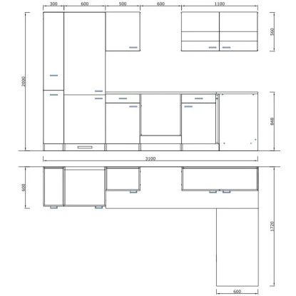 Respekta Winkelküche KBL310WWBSCGKEG 310 X 172 Cm Weiß-Beton Optik 7 Respekta Winkelküche KBL310WWBSCGKEG 310 X 172 Cm Weiß-Beton Optik – Bild 5