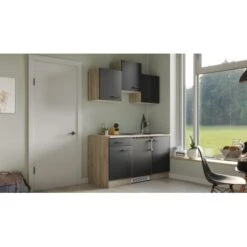 Flex-Well Exclusiv Singleküche Capri 150 Cm Schwarz Matt-Endgrain Oak 21 Flex-Well Exclusiv Singleküche Capri 150 Cm Schwarz Matt-Endgrain Oak -Kuchenwelt 4047584069890 4051 AB 01