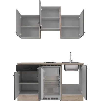 Flex-Well Exclusiv Singleküche Capri 150 Cm Schwarz Matt-Endgrain Oak 7 Flex-Well Exclusiv Singleküche Capri 150 Cm Schwarz Matt-Endgrain Oak – Bild 5