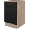 Flex-Well Exclusiv Unterschrank Capri 50 Cm Schwarz Matt-Endgrain Oak -Kuchenwelt 4047584070254 4051 S 02
