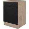 Flex-Well Exclusiv Unterschrank Capri 60 Cm Schwarz Matt-Endgrain Oak -Kuchenwelt 4047584070278 4051 S 03