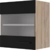 Flex-Well Exclusiv Glas-Oberschrank Capri 50 Cm Schwarz Matt-Endgrain Oak -Kuchenwelt 4047584070377 4051 S 02