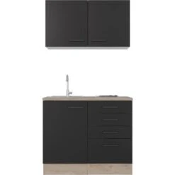 Flex-Well Exclusiv Miniküche Capri 100 Cm Schwarz Matt-Endgrain Oak 11 Flex-Well Exclusiv Miniküche Capri 100 Cm Schwarz Matt-Endgrain Oak -Kuchenwelt 4047584070407 4051 S 01