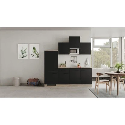Flex-Well Exclusiv Küchenzeile Capri 210 Cm Schwarz Matt-Endgrain Oak 13 Flex-Well Exclusiv Küchenzeile Capri 210 Cm Schwarz Matt-Endgrain Oak – Bild 11